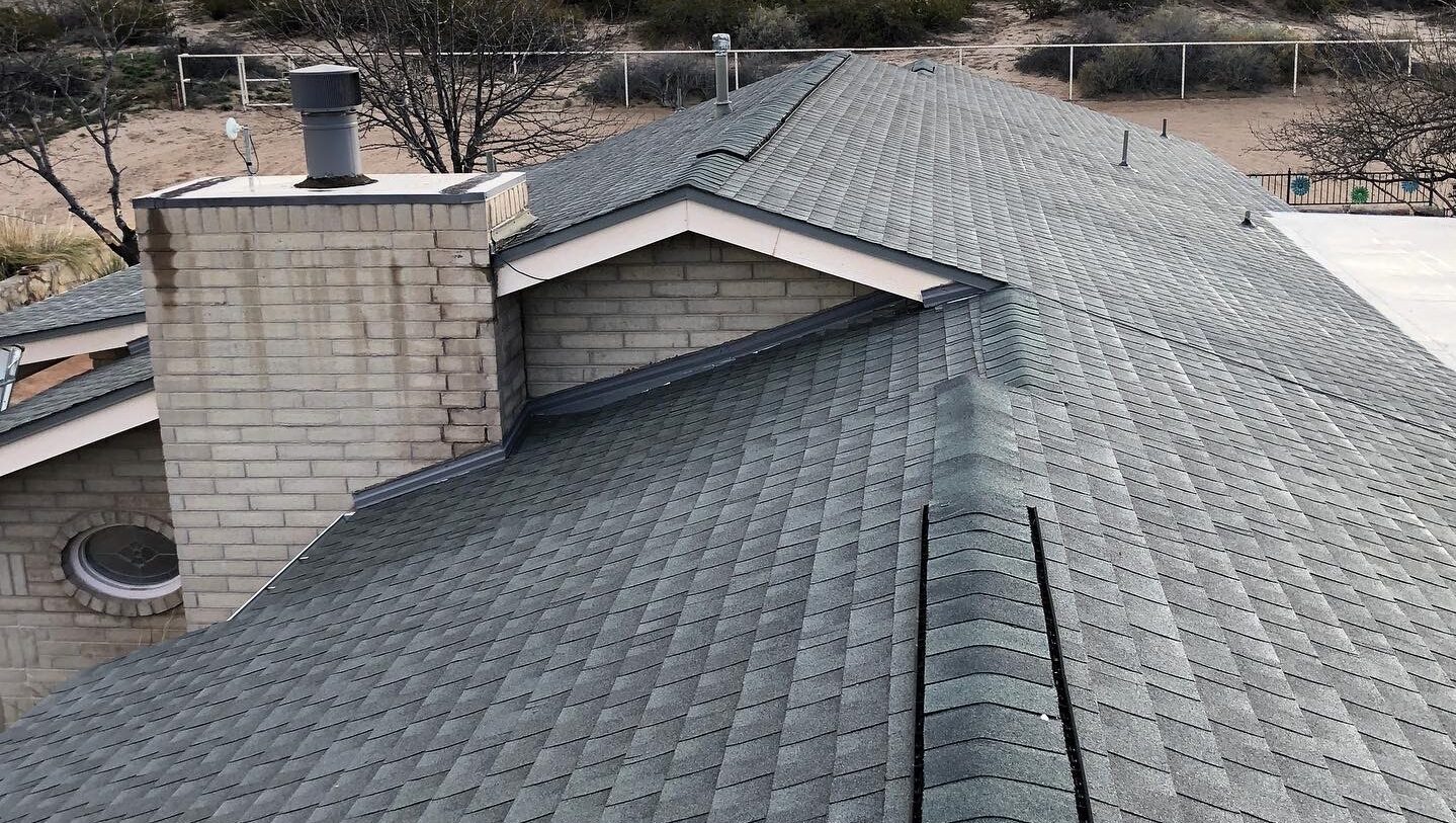 A home's roof with residential roofing